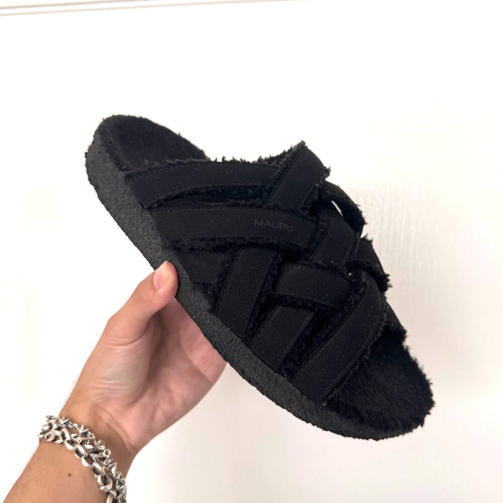Malibu Sandals Zuma LX Black Suede Crepe Rubber Sz 9